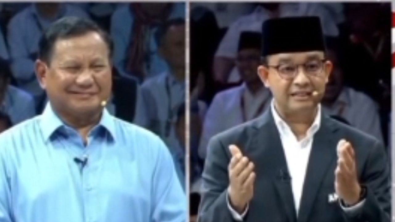 Prabowo dan Anies saat debat capres