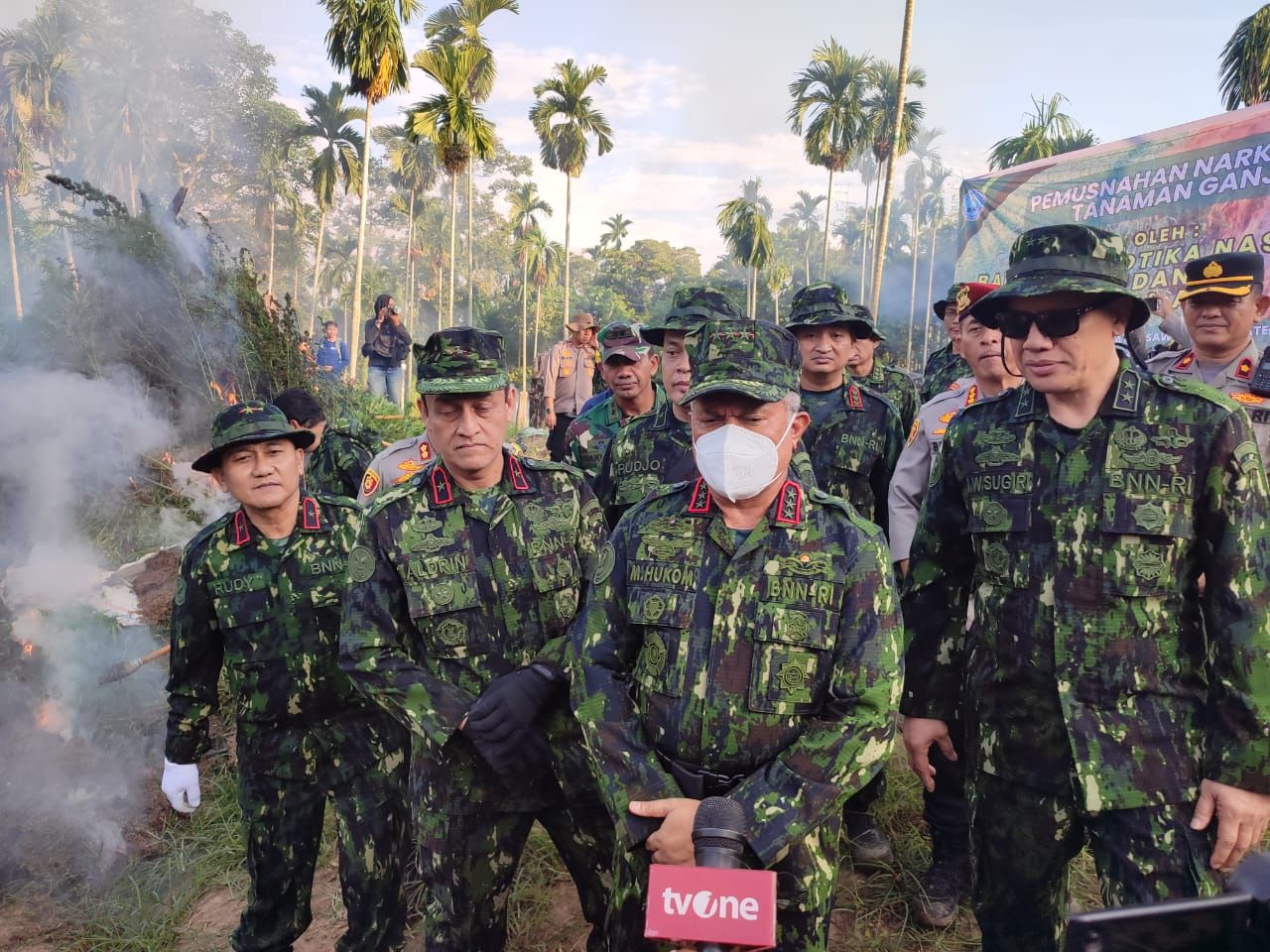 Badan Narkotika Nasional Republik Indonesia (BNN RI) menggelar pemusnahan lahan ganja di wilayah Aceh Utara, Provinsi Aceh, pada Selasa (23/1).