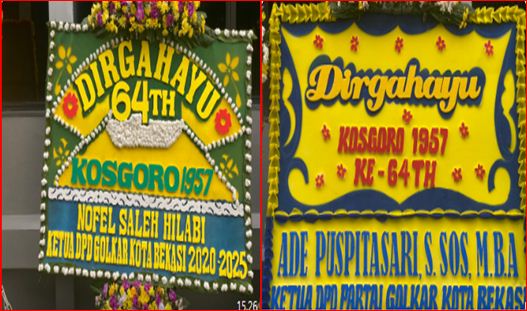 Karangan Bunga Ucapan HUT Kosgoro dari Dua Ketua DPD Golkar Kota Bekasi